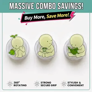[Best Value Bundle] Cute Smiskii Phone Grip – Cute Character Kindle Grip - Trendy Phone Holder For Cozy Reader Vibes And Everyday Style