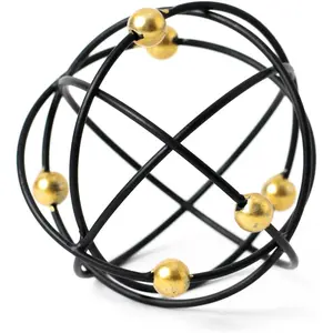 4.5" Modern Geometric Table Decor, Metal Decorative Sphere, Stylish Black Sculpture with  Balls, Table Decor Iron Orbs for  Living Room Bedroom Office