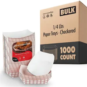 1/4 Lbs Paper Trays - Checkered (1000 Pack)