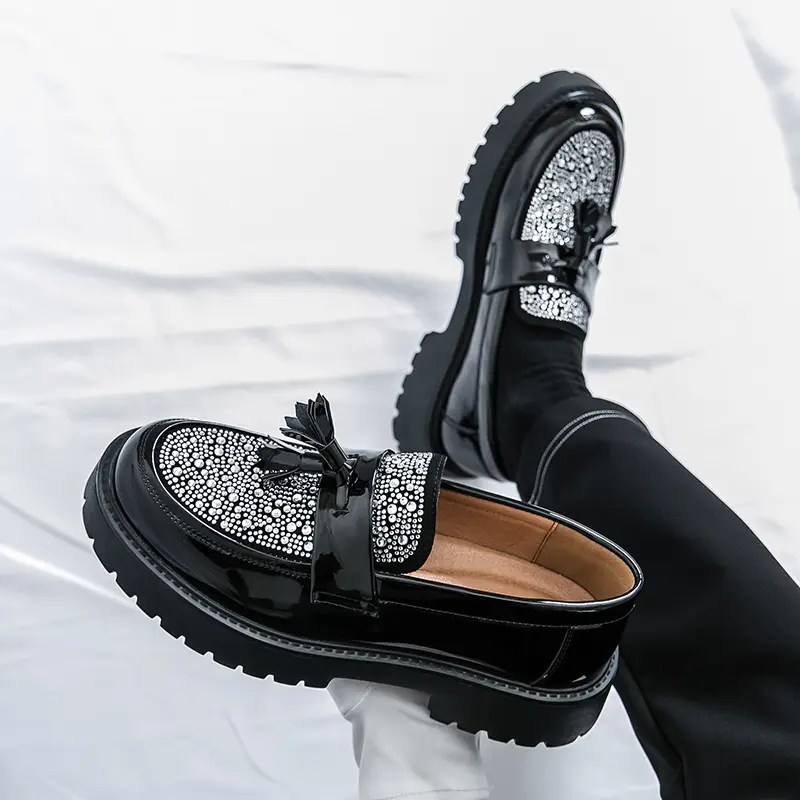 Ubetif Men's Elegant PU Leather Ankle Tassel Slip-On Loafers Flats - Plain Round Toe, Simple Design, Durable Rubber Sole, Decor-Friendly Office-Ready Business Casual Footwear for Daily Use