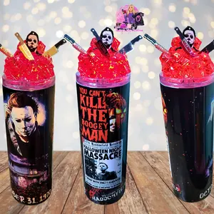 20 Oz Light Up Halloween Theme Ice Tumbler With Removable Magnetic Lid Drinkware