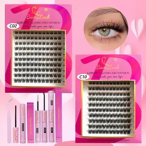 3D Soft Eyelash Extensions Kit, DIY Eyelash Extensions, 2 Boxes Mixed Length Individual False Eyelashes, Fluffy Eyelash Clusters with Tools, Self Grafting Curl Eyelashes, Cosmetic
