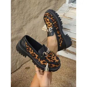 Plus Size Leopard Print Loafers, New British Fashion Single Shoes, Elegant Non-Slip Comfortable Women’s Footwear