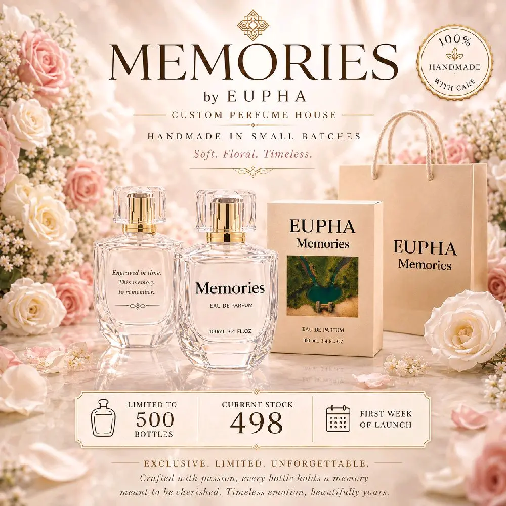 EUPHA Memories  Parfum 100ml - Engraved in Time to Remember - Floral Fragrance for Women - Gift Set with Packaging