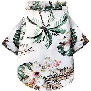Dog Shirt Hawaii Style Pets Printed Polo Clothes Breathable for Puppy X2002