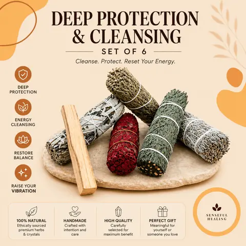 6-Piece Sage + Palo Santo Smudging Set, Smudging Sage Pack with Natural Herb Mix Home Scent Aromatherapy, Detoxifying Deep Cleansing for Fresh Calm Spaces, Spiritual Blessing Guide Included Home Care Bundle