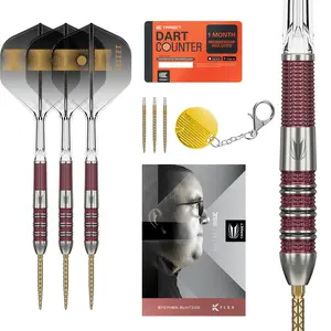 Target Darts Stephen Bunting 95K Swiss Point Steel Tip Dart Set, 18G/22G/23G | Kflex Flights & Shafts, The Bullet Player Edition 95% Tungsten Darts, Spare Gold DX Points & Premium Keyring SP Tool