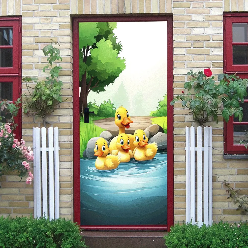 2pcs   Cute Cartoon Duck Wall Stickers for Kids Room Bedroom Bathroom Waterproof Self Adhesive Removable Wall Decals Animal Decor for Baby Nursery Kindergarten Bathroom Living Room Home Decoration  C