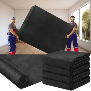 4 count 80" x 144"  Moving Blankets Heavy Duty Packing Blankets Textile Shipping Furniture Pads Furniture Covers Essentials for Protecting Wrapping Moving Supplies, Black