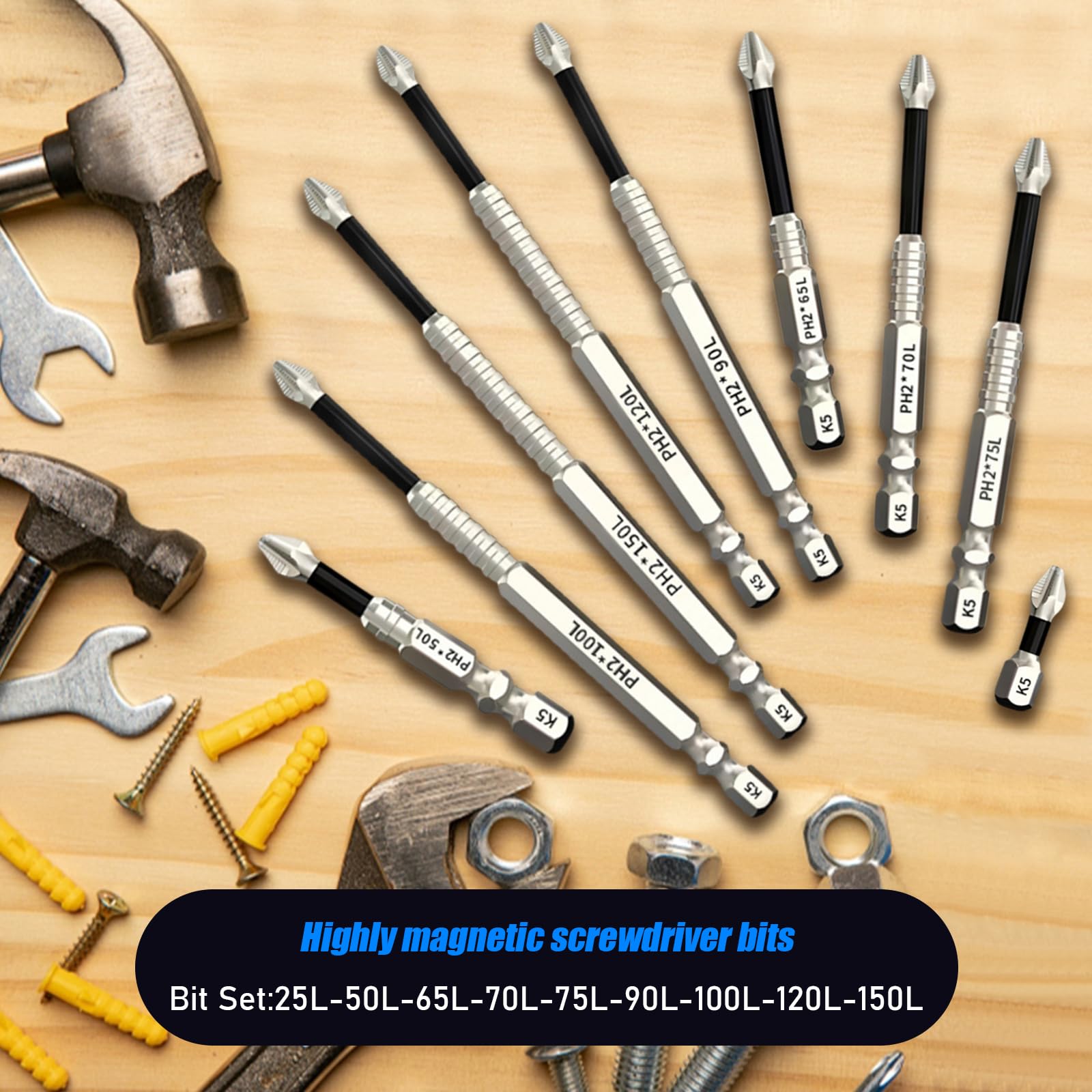 High-Magnetic Screwdriver Drill Bit Set, 2026 New k5 Impact Resistant Non Slip Bit, Anti Slip Screwdriver Bits for Dry Wall, Sheetrock