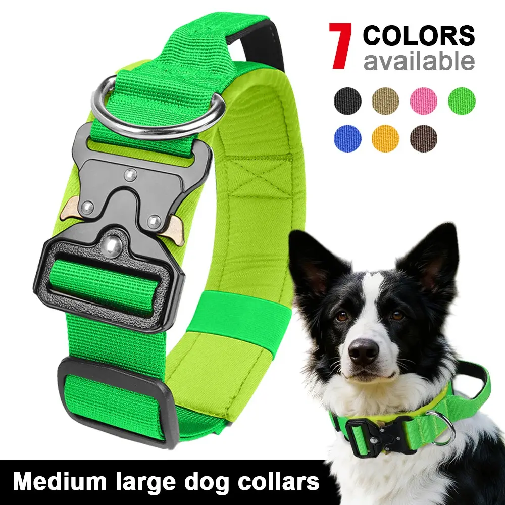 Adjustable Fit Dog Collar for Medium to Large Dogs, German Shepherd Accessories, High-Strength Metal Buckle, Tactical Training Collar, Durable Material Pet Accessory, Adjustable Collars