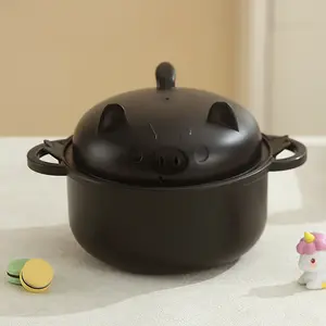 45oz Durable Black Pig Ramen Bowl Set Heat Resistant Food Grade Microwave Safe Lunch Bowl For College Dorm Worker