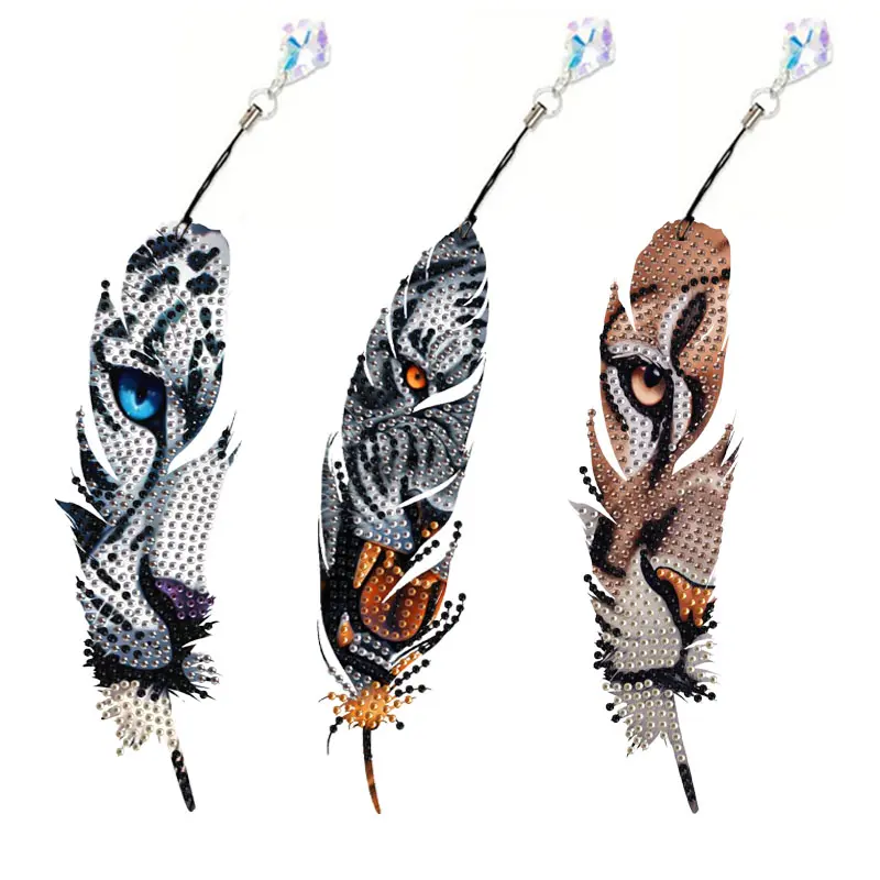 3 pieces/sets of diamond art painting bookmarks, DIY irregular leopard pattern bookmarks, home office, school classroom, crystal pendant bookmarks, 5D diamond paintings, suitable for beginners, handmade gifts for Christmas and festivals, Book Accessories
