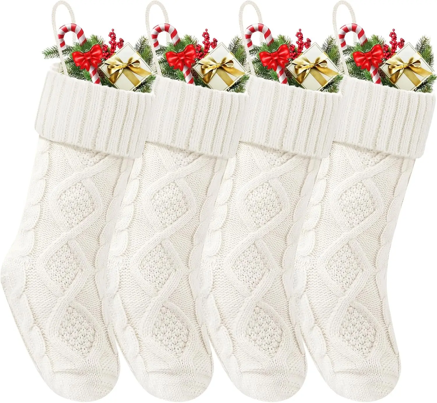 Christmas Stockings 18 Inches,Knitted Socks Christmas Decoration | Soft acrylic fabric,Twist style high-quality classic knit pattern,Christmas Stocking is large enough to hold gift