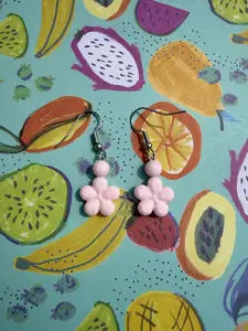 Pink flowery earrings