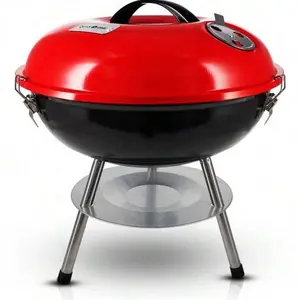 14-Inch Portable Barbecue Grill With 3-Point Locking Lid For Heat Preservation – Dual Venting System – Small Charcoal Grill For Backyard, Camping, Boat