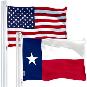 G128 Combo Pack: USA  3x5 Ft 150D Printed Stars & Texas  3x5 Ft 150D Printed