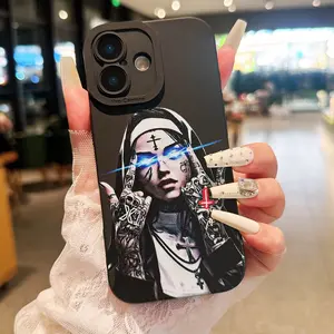 Soft Matte Tpu Silicone Phone Case, Nun Pattern, Independent Camera Hole, Compatible with iPhone 16 Pro Max/15 Plus/14 Pro/13/12/11