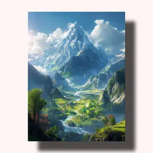 DIY Painting Kit - Beginner-Friendly Paint by Numbers Set, Serene Mountain Valley Landscape with Vibrant River, Wildflowers, Clouds, Non-Toxic Acrylics, Hand-Crafted Wall Art, Ideal Gift for Nature Lovers