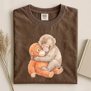 Monkey Punch Art T-Shirt – Baby Monkey Plush Sweatshirt – Cute Animal Graphic Hoodie