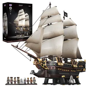 Wise Block Assassin's Creed Black Flag Jackdaw (Epic Warship Edition) Building Set - Collectible Pirate Ship Model Kit with 8 Minifigures & Display Base, Building Block Gift for Adults 18+, HA395107