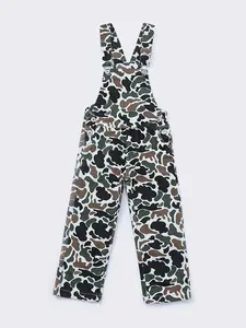 Old School Camouflage Print Denim Stretchy Overalls