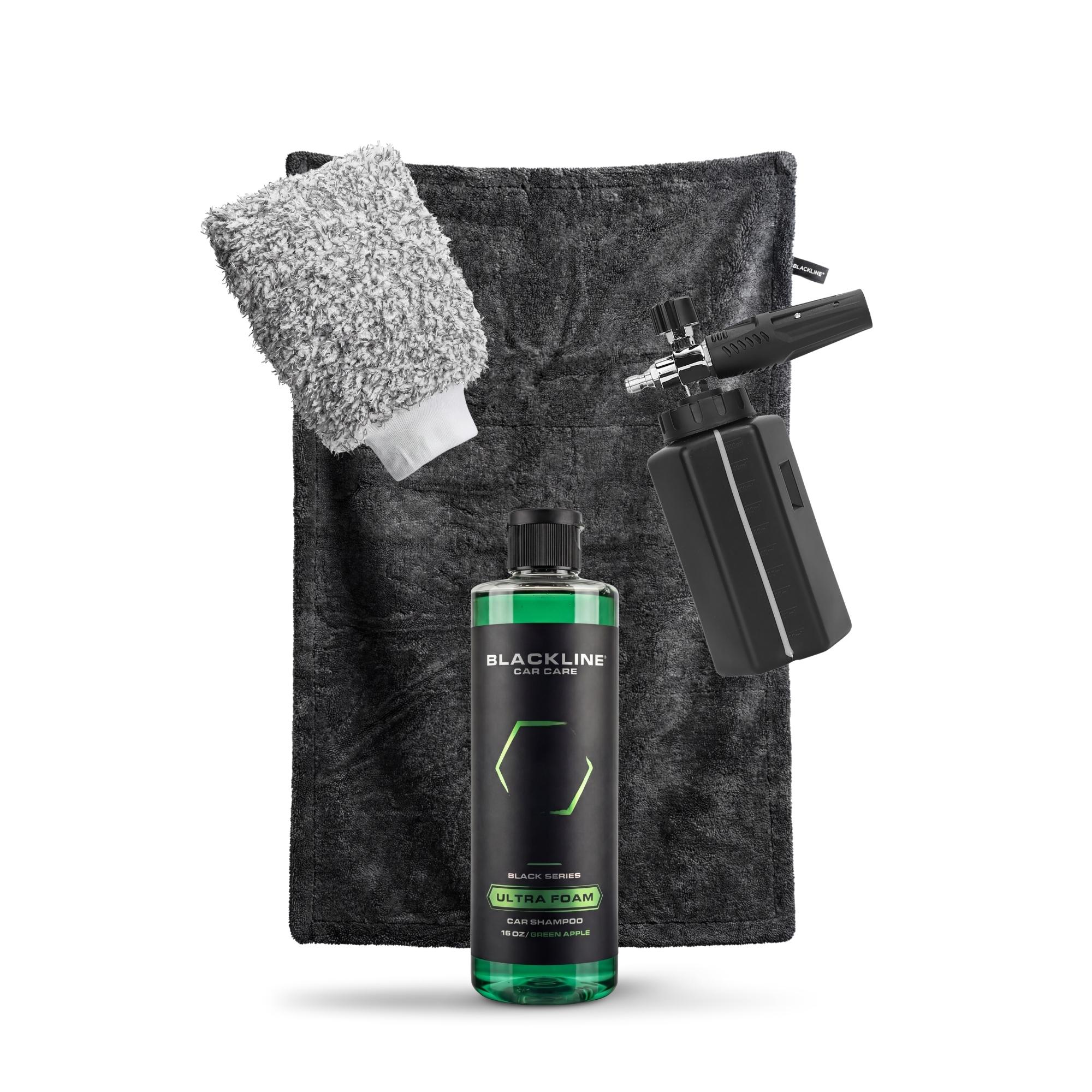 BLACKLINE Wash Kit – Complete Car Wash Kit with Foam Cannon, Ultra Foam Soap, Wash Mitt, and Twisted Loop Drying Towel
