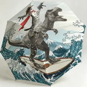 Durable Folding Umbrella, 8-Rib Design, Handheld Portable, Rain & Sun Protection, Fun Pattern, Ideal Gift for Holidays