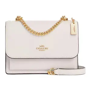 COACH Klare 18 Solid-Color Flap Chain Shoulder Bag – Crossbody Satchel for Women, Pebbled Leather, Chalk White