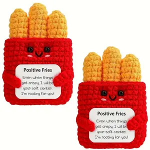 2pcs Creative Knitted French Fries Decorations, Handmade Emotional Support Gifts, Perfect Birthday Present for Friends