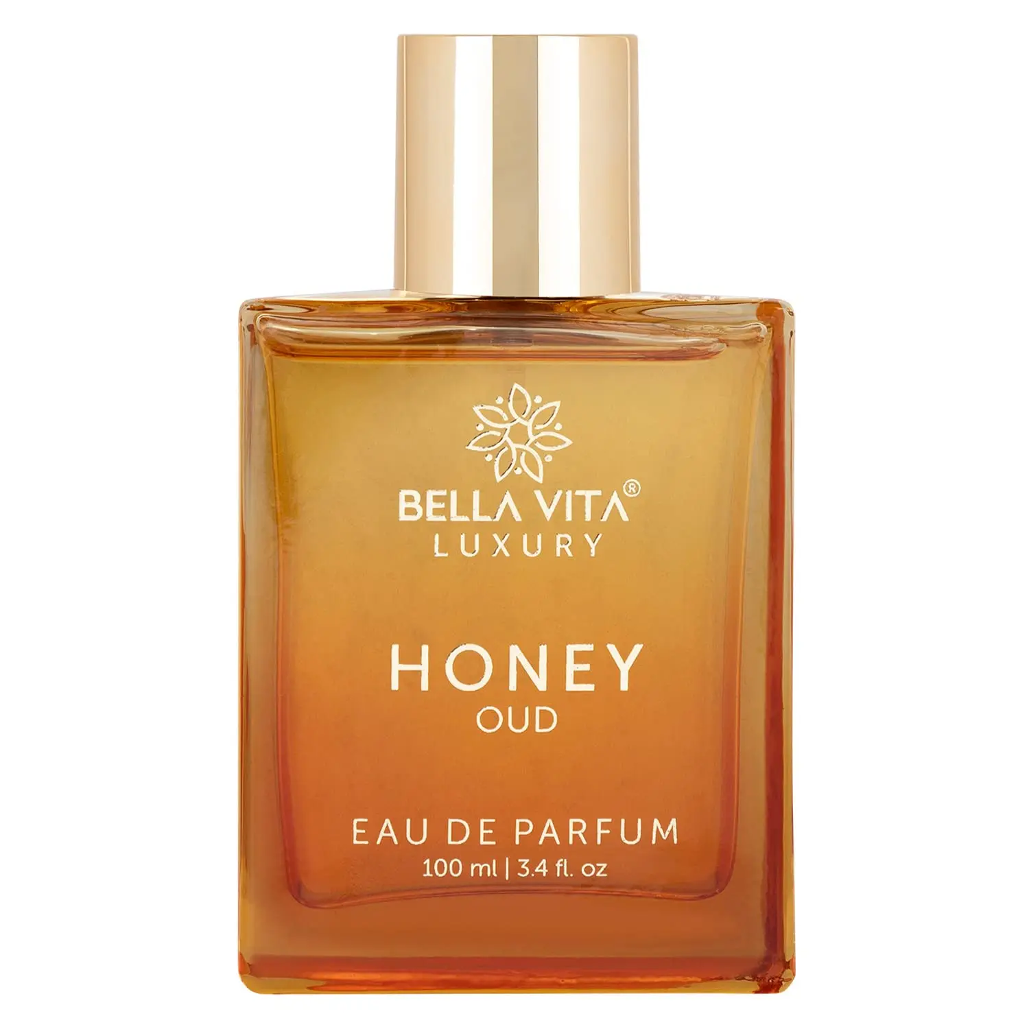 BellaVita Luxury Honey Oud Eau de Parfum 3.4Oz/100ml Unisex Long-Lasting Premium Arabian Fragrance with Patchouli Vanilla Bergamot Floral Spicy Clean Vegan Oils Cruelty Free