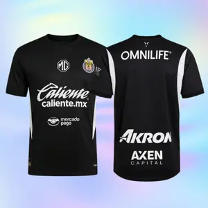 24 25 New Chivas Mexico Black Goalkeeper Short Sleeves Soccer Jerseys Fans Edition Top