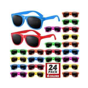 24 Pack Kids Neon Color Sunglasses - Sunglasses Party Favor Goody Bag Fillers for Birthday Beach Pool Party