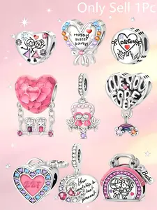 Sister & Bff Friendship Charm Beads Set, Plated 925 Sterling Silver Heart & Rainbow Dangle Charms, Compatible with European Bracelets for Women