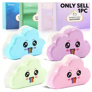 Cloud-Shaped Rainbow Bubble Bath Bombs Gift Box, Handmade, Moisturizing, 4 Scents, Luxurious Home Spa Care, Suitable for Women Adults Kids