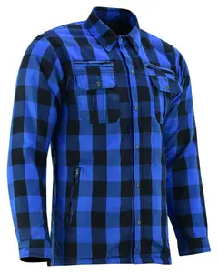 Lumberjack™ Men's  Armored Motorcycle Flannel Shirt - Blue