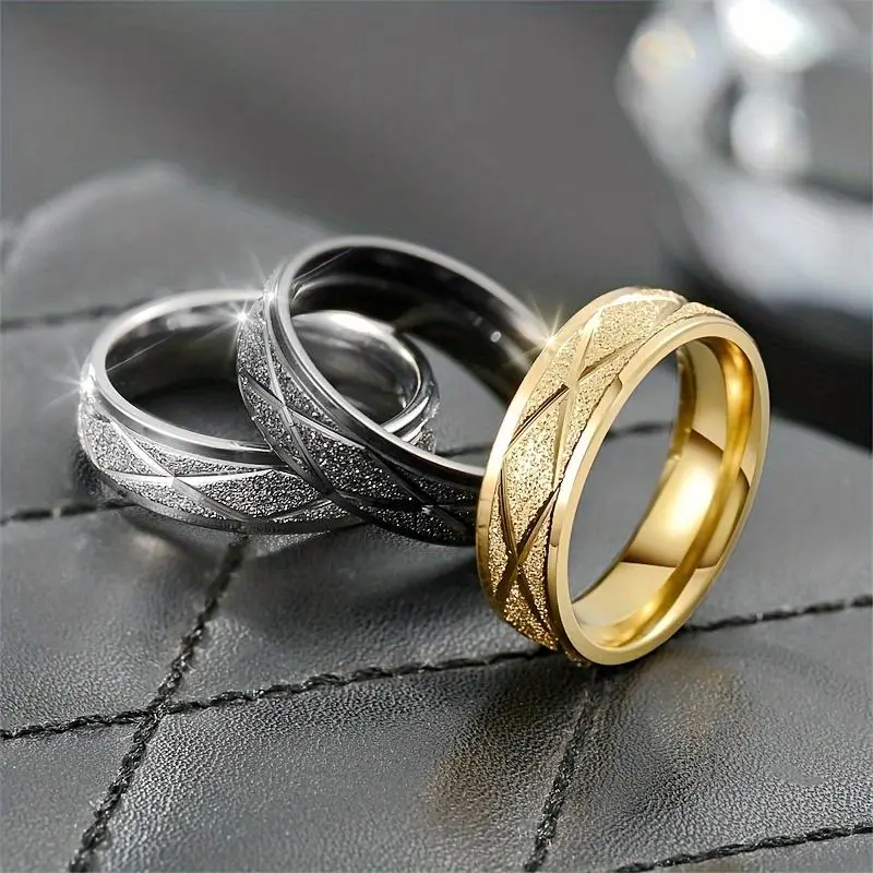 1pc Small Stainless Steel Elegant Frosted Cross Ring - Dainty Engagement Ring for European-American Cross-Border Light Luxury Fashion Sales, Dainty Look, Anti-Rust Steel Rings