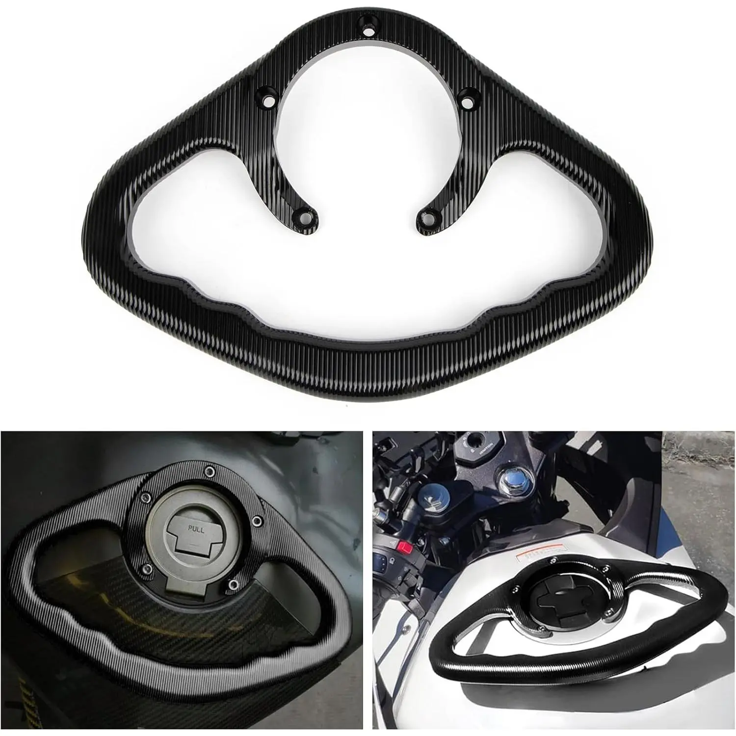 PSLER Durable Aluminum 1 x Rear Passenger Tank Handle Bar - 5-Hole Mount Motorcycle Grab Bar for ZX14R ZX6R ZX7RR ZX11 ZX10R ER6N ER6F, Black, Arm Support, 1 Set x Screws, Prevents Passengers from Falling, Includes Screws