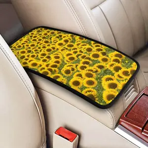 Sunflower Pattern Car Console Cover, Armrest Pad, Armrest Cushion, Console Protector, Suv Truck Vehicle Handrest Pillow