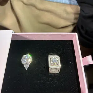 2ct Moissanite Engagement Ring Set - Certified Sparkle Unbeatable Price with Elegant Diamond Design