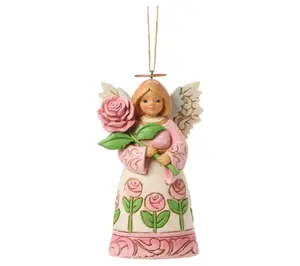 Jim Shore Heartwood Creek Angel With Roses Ornament 4.5in H