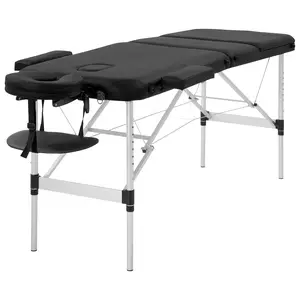 FDW Massage Table Massage Bed 73 inch Spa Bed 3 Folding Portable Massage Table Height Adjustable Lightweight Aluminium Spa Table Lash Bed Tattoo Table Facial Cradle Bed With Carry Case