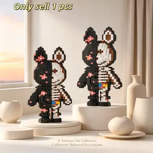 Multicolor Hole Skull Bear 3D Diy Puzzle Building Blocks, Home Office Decor, Party Decoration, Ideal Gift for Holidays, Handmade Craft