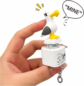 1 Pcs Seagull Mine Button Keychain Fidget Toy Real Sound LED Light Rechargeable Clicker Sensory Stress Relief Adult Keyboard Clicky Keychain Noise Maker Button Clicker Keyring Gadget
