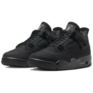 Jordan Air Jordan 4 "Black Cat" Mid-Top Retro Basketball Shoes for Men and Women Stealthy All-Black Colorway Unisex Sizing