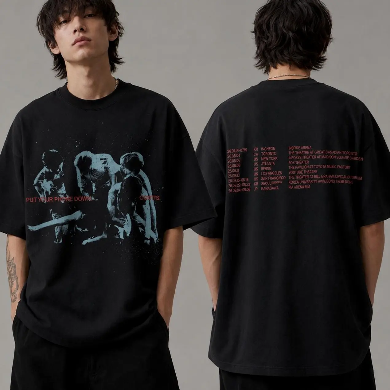 CORTIS Korean Boy Band T Shirt, Kpop Concert Graphic Tee, Vintage Black Double Sided Shirt, Unisex Idol Fan Streetwear Gift