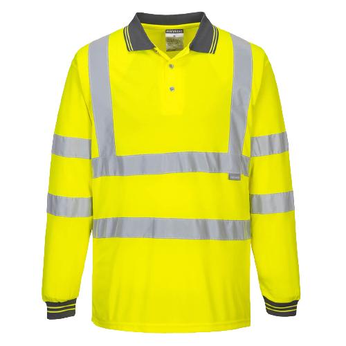 Portwest Hi-Vis Long Sleeved Polo 2 Tone Reflective Taped Work Safety S277