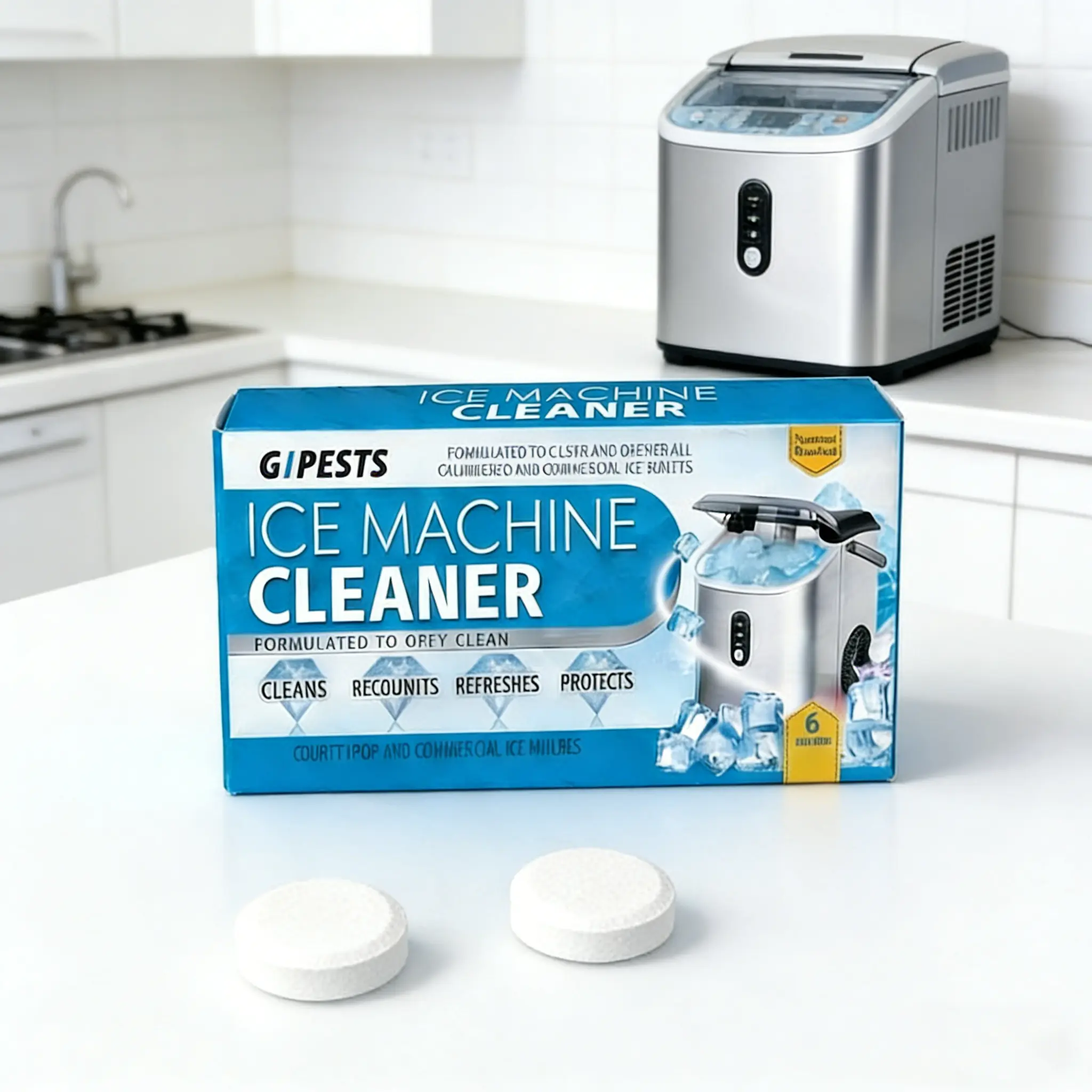 ice machine 6-Pack lce Machine Cleaner Tablets Universal Descaling Solution, Nickel-Safe Scale Remover for Countertoplce Maker & Nugget lce Maker, All-Purpose lce Machine Cleaner for Most lce Machines, Easy to Use lceMaker Cleaner Tablets machine cleaner