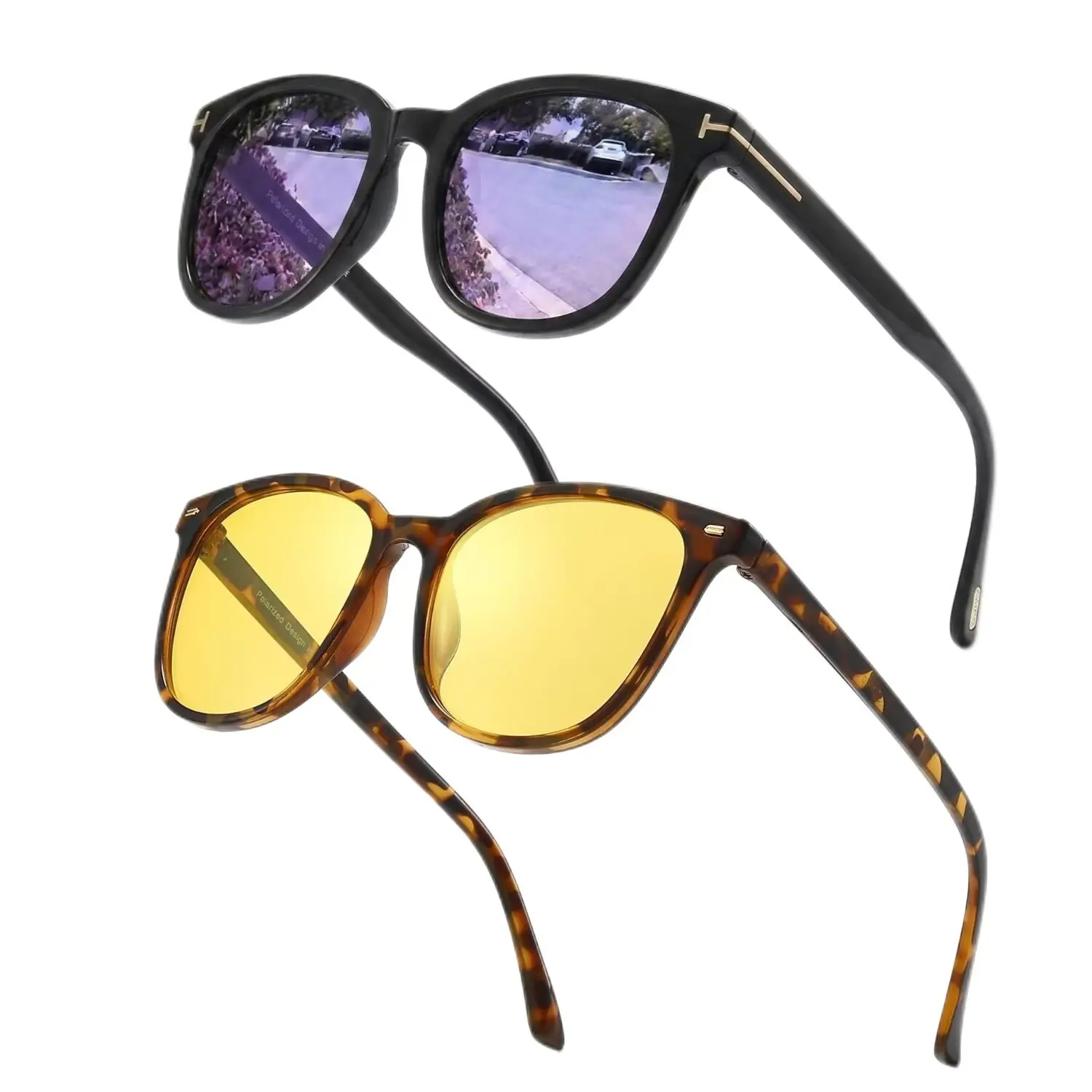 Fashion Sunglasses & Night Vision Glasses 2-Pack – Polarized UV400 Day & Night Driving Set for Women