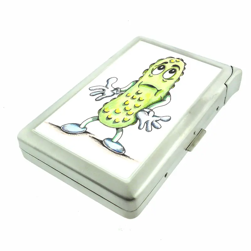 Pickle Dilemma Funny 100's Sized Metal Case with Built in Lighter Wallet